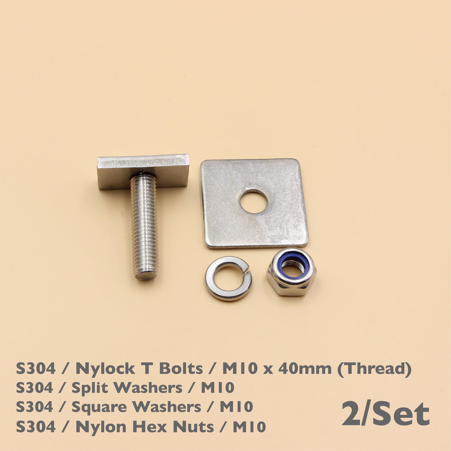 Unistrut / Strut Channel T-Bolt Fixing Kit – Anti-Loosen Nylock Nut Set (M8 / M10)