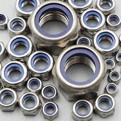 S304 Stainless Steel Nylon Insert Lock Nuts Nyloc Nut Metric Coarse Thread