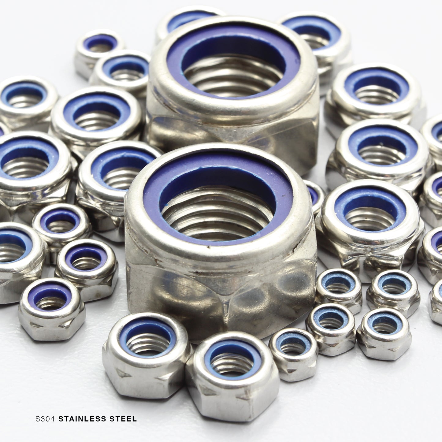 S304 Stainless Steel Nylon Insert Lock Nuts Nyloc Nut Metric Coarse Thread