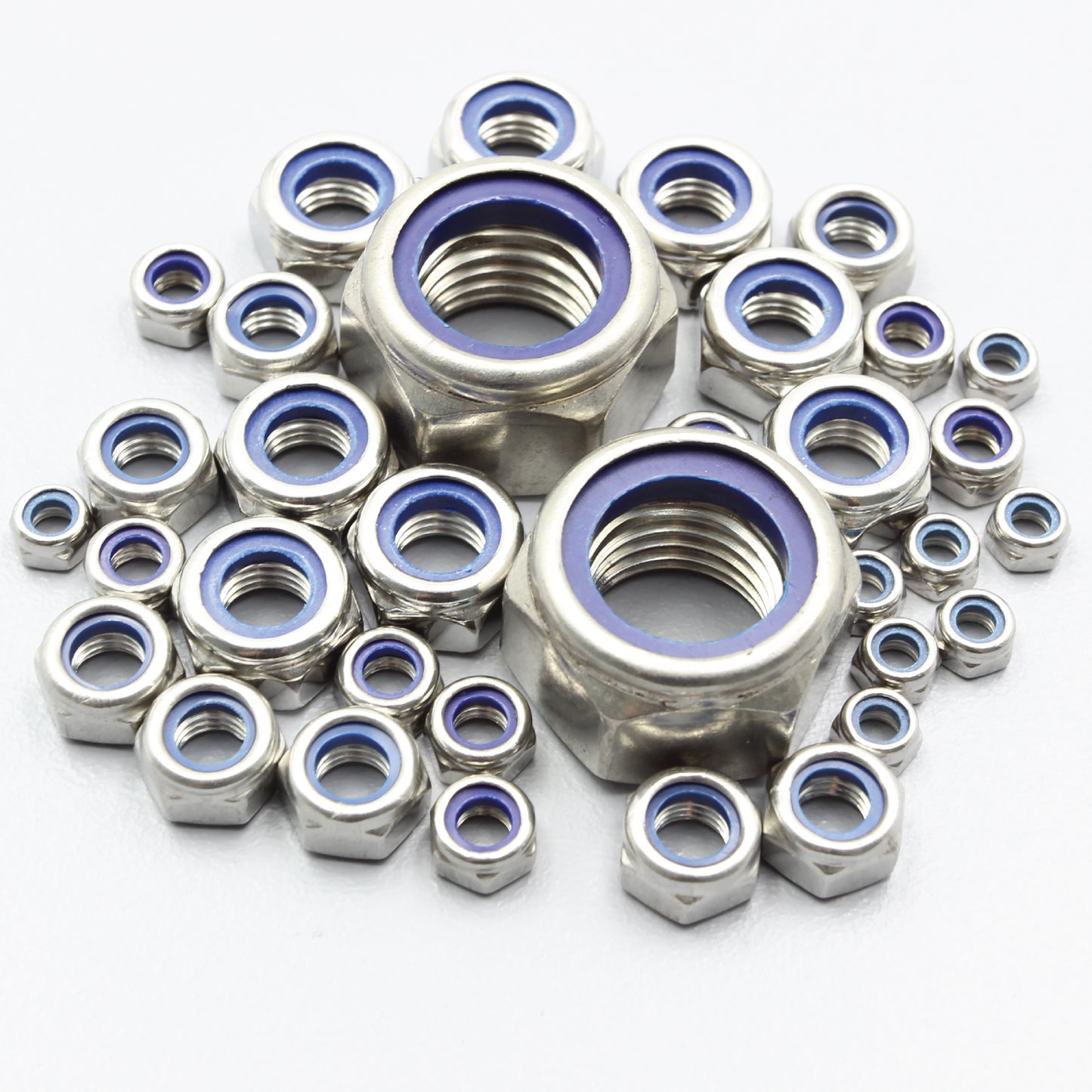 S304 Stainless Steel Nylon Insert Lock Nuts Nyloc Nut Metric Coarse Thread