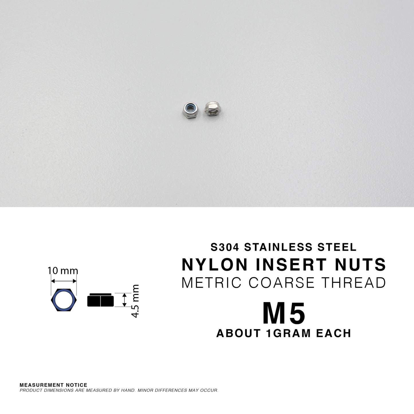 S304 Stainless Steel Nylon Insert Lock Nuts Nyloc Nut Metric Coarse Thread