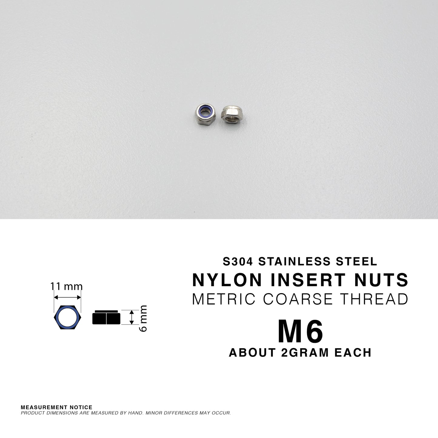 S304 Stainless Steel Nylon Insert Lock Nuts Nyloc Nut Metric Coarse Thread