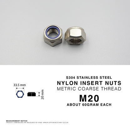 S304 Stainless Steel Nylon Insert Lock Nuts Nyloc Nut Metric Coarse Thread