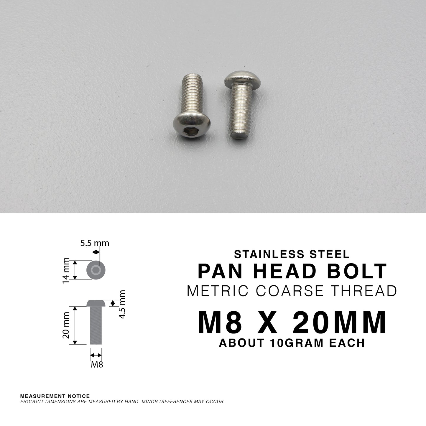 S304 Stainless Steel Pan Head Bolt Hex Socket Machine Screw Metric Coarse Thread