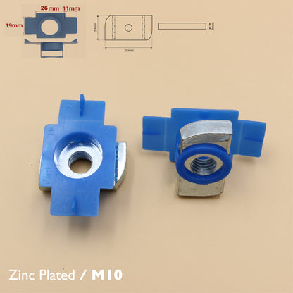 Unistrut Plain Nut With Plastic Wing Cover | 5Qty | Zinc Plated | Channel Nut | M8 M10 M12