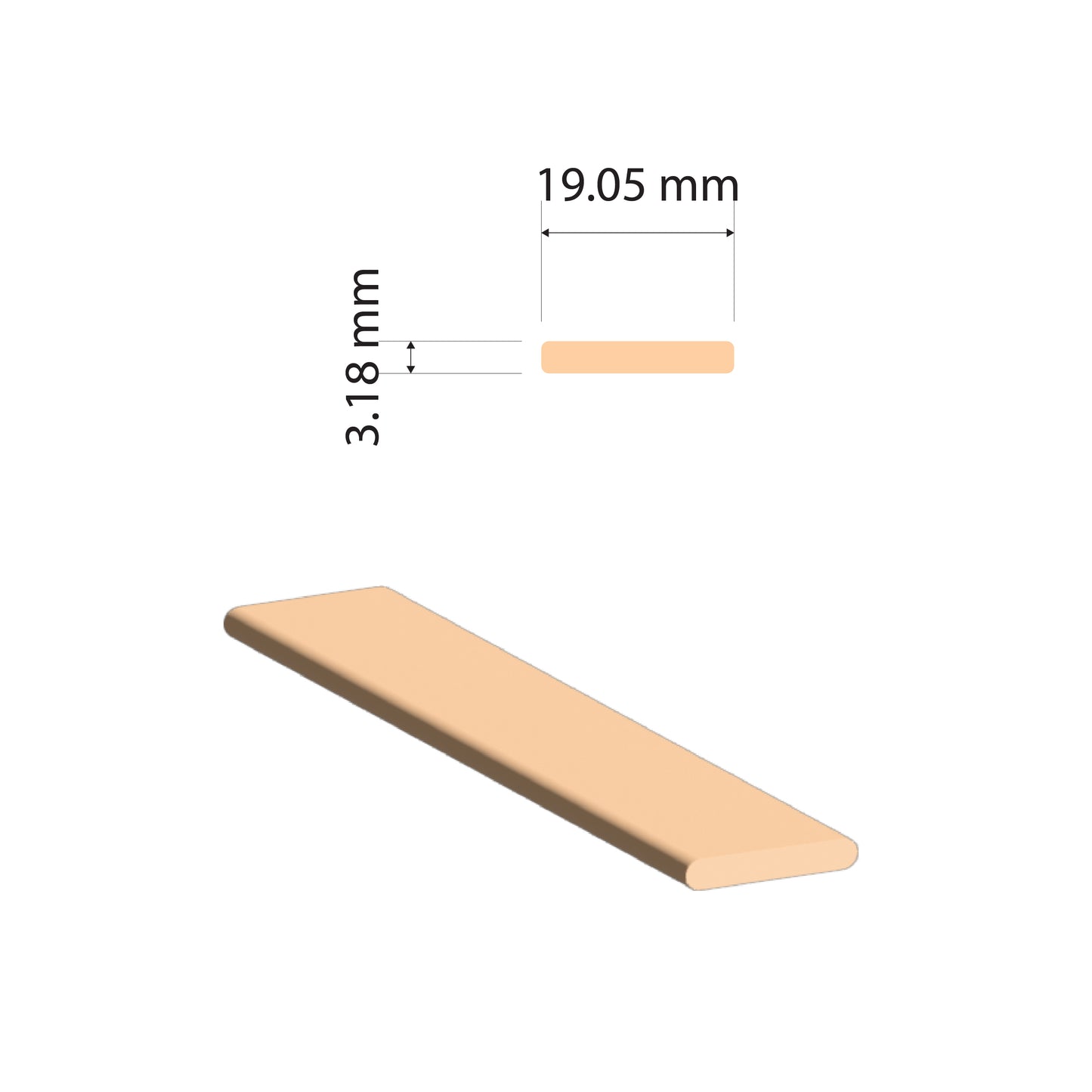 Copper Flat Bar | 19.05x3.18mm | C110 Alloy | Custom Length