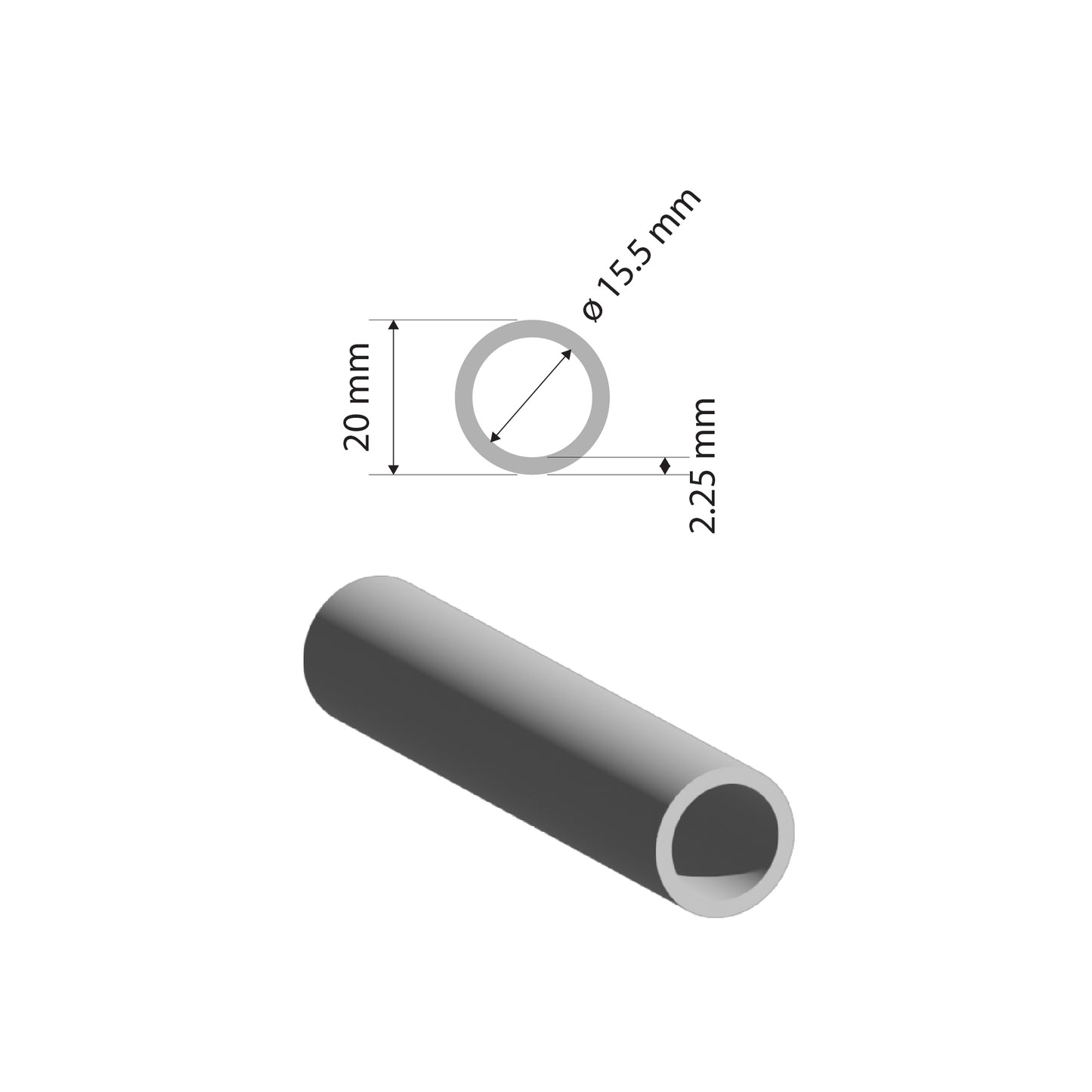 Aluminium Round Tube | 20x2.25mm |  6063 T5 Alloy | Custom Length