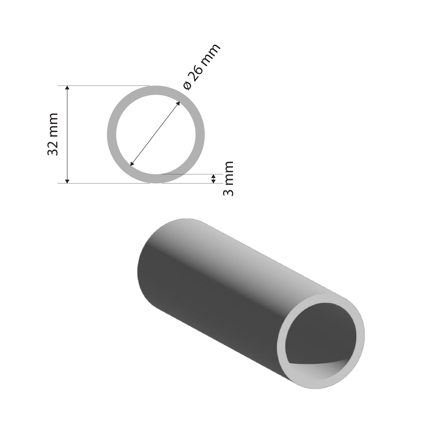 Aluminium Round Tube | 32x3mm |  6060 T5 Alloy | Custom Length