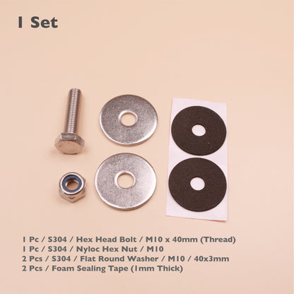 S304 Stainless Steel Canopy & Toolbox Mounting Kit with Foam Sealing Pads – M10