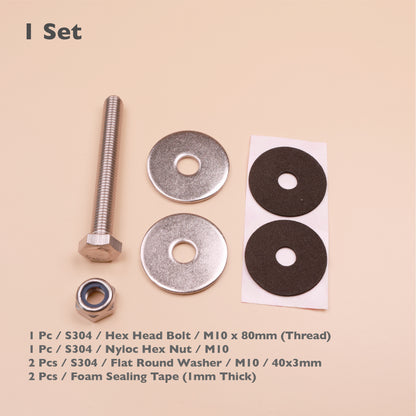 S304 Stainless Steel Canopy & Toolbox Mounting Kit with Foam Sealing Pads – M10