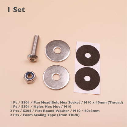 S304 Stainless Steel Canopy & Toolbox Mounting Kit with Foam Sealing Pads – M10