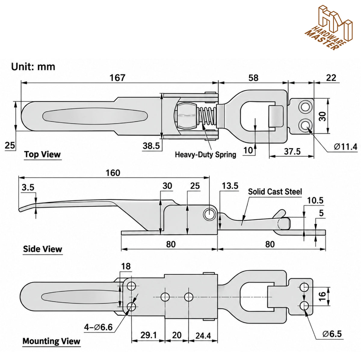 S304 Stainless Steel Heavy Duty Double Spring Loaded Over Centre Toggle Latch