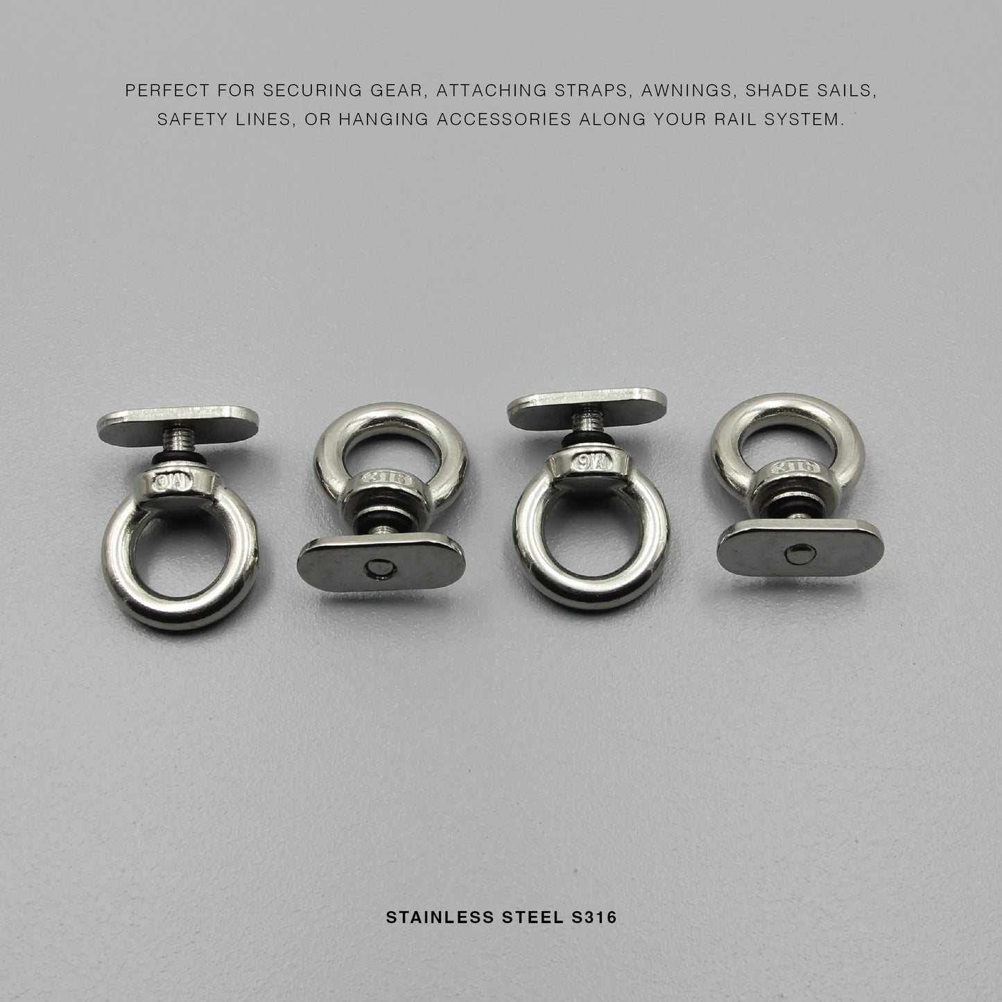 S316 Marine-Grade M6 Slid Rail Locking Eye Bolt Ring Track Tie-Down Anchor