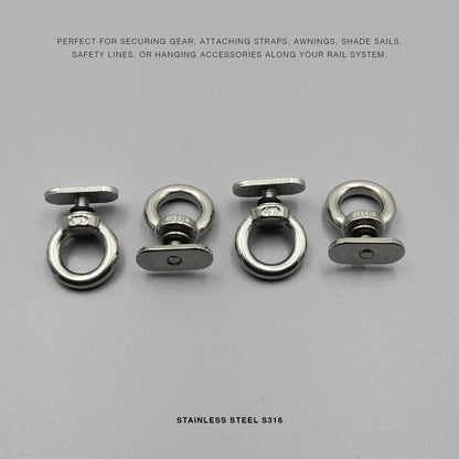 S316 Marine-Grade M6 Slid Rail Locking Eye Bolt Ring Track Tie-Down Anchor
