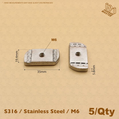Unistrut Channel Nut | Stainless Steel S316 Unistrut Plain Nut (M6/M10)