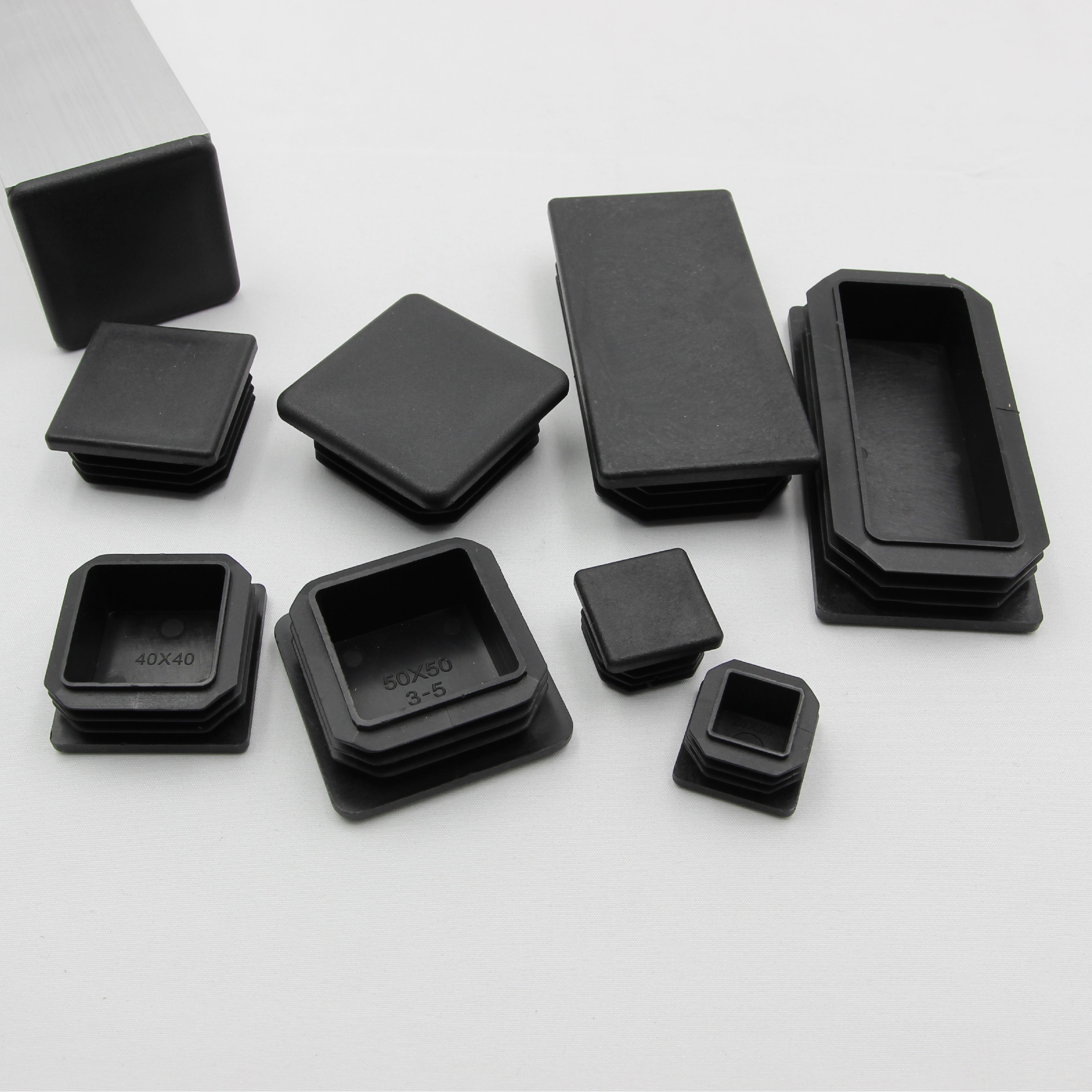 2x Plastic SHS/RHS Tube End Caps - Black - [25x25 / 40x40 / 50x50 / 50 ...