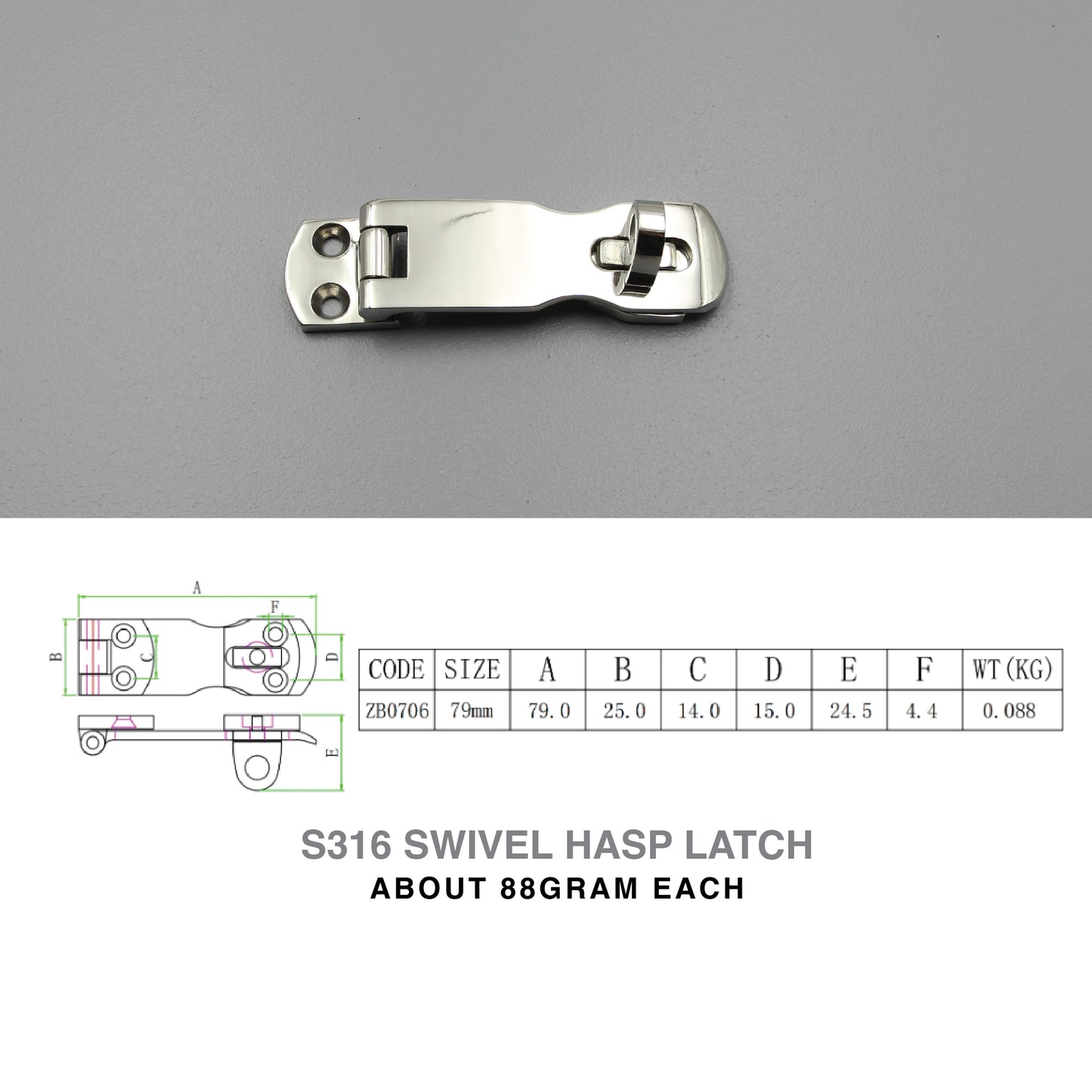 Swivel Hasp Lock 316 Stainless Steel | Marine Grade Door Latch Lockers & Cabinet
