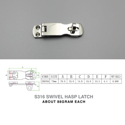 Swivel Hasp Lock 316 Stainless Steel | Marine Grade Door Latch Lockers & Cabinet