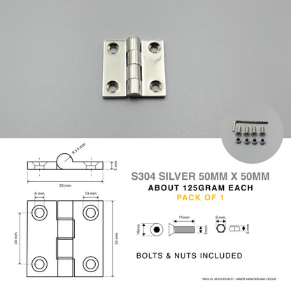 Butt Hinge S304 Stainless Steel | 50mm / 75mm | Heavy Duty | Black/Silver | Door