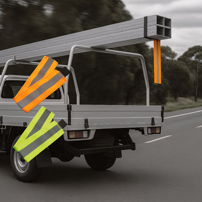 High-Vis Reflective Load Flag + Magic Strap — Oversize Long Load Safety Marker