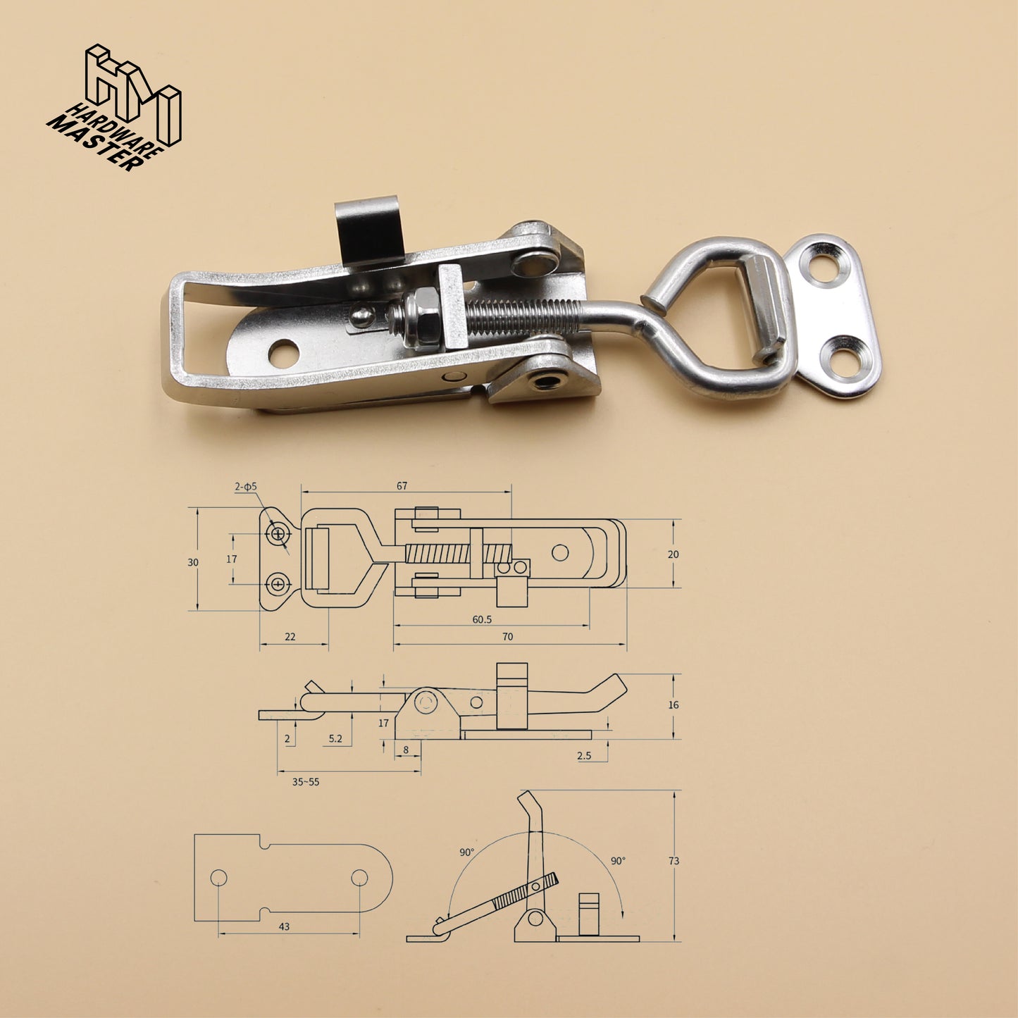 Medium Over Centre Toggle Latch | S304 Stainless Steel | Lockable Fastener