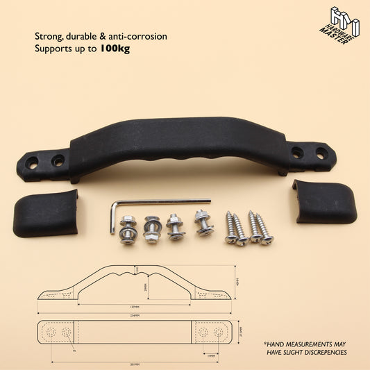Black Hand Grab Handle | Durable PA | For Door, Drawer, RVs, Toolboxes Or Canopy