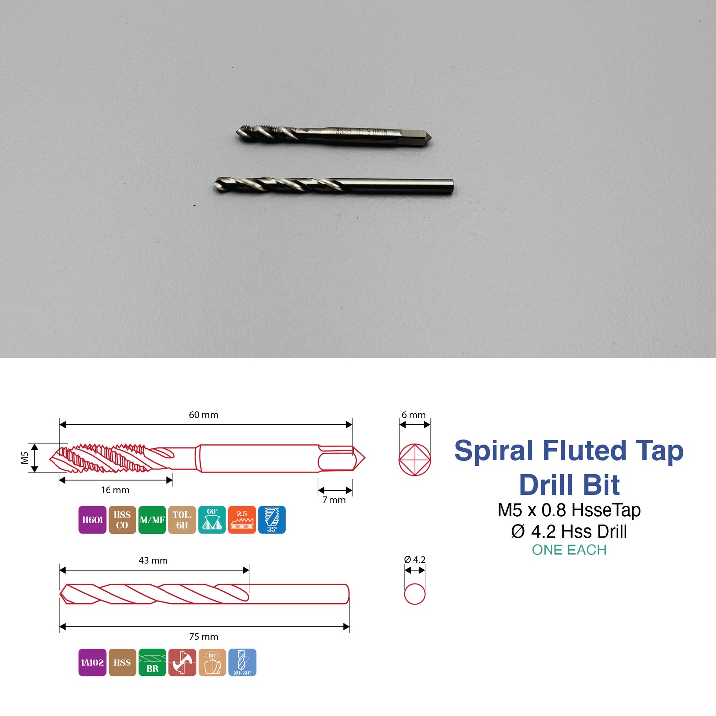 M3 M4 M5 M6 M8 M10 M12 M14 M16 | Machine Spiral Tap & Drill Bit Set | HSS HSSCO