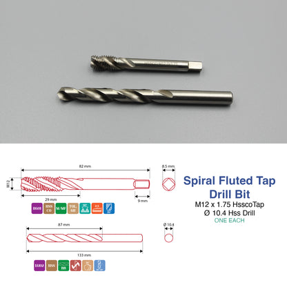 M3 M4 M5 M6 M8 M10 M12 M14 M16 | Machine Spiral Tap & Drill Bit Set | HSS HSSCO