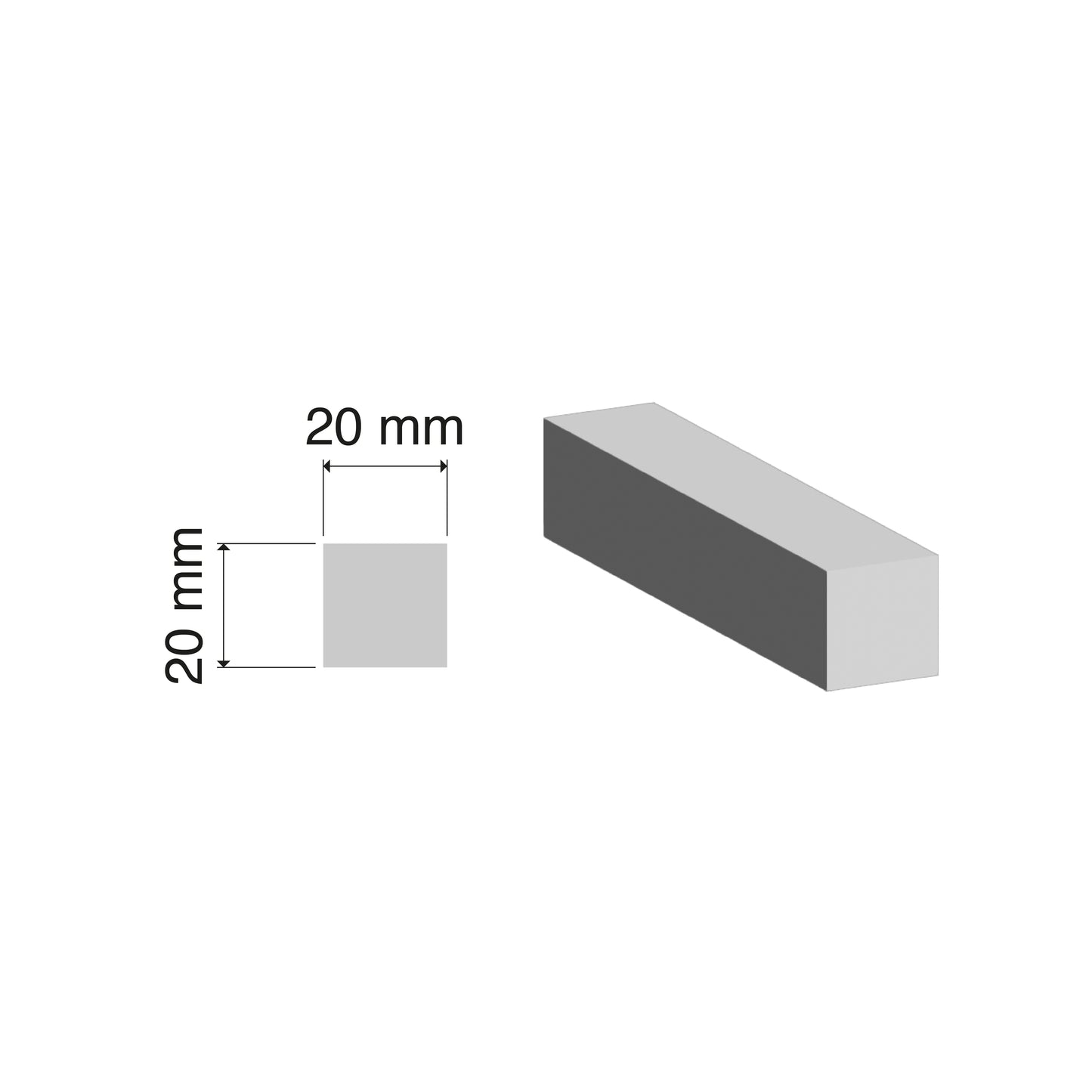 Aluminium Solid Square Bar | 20x20mm | 6060 T5 Alloy | Custom Length