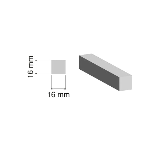 Aluminium Solid Square Bar | 16x16mm | 6060 T5 Alloy | Custom Length