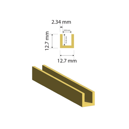 Brass U Channel | 12.7x12.7x2.34mm | C380 | Custom Length