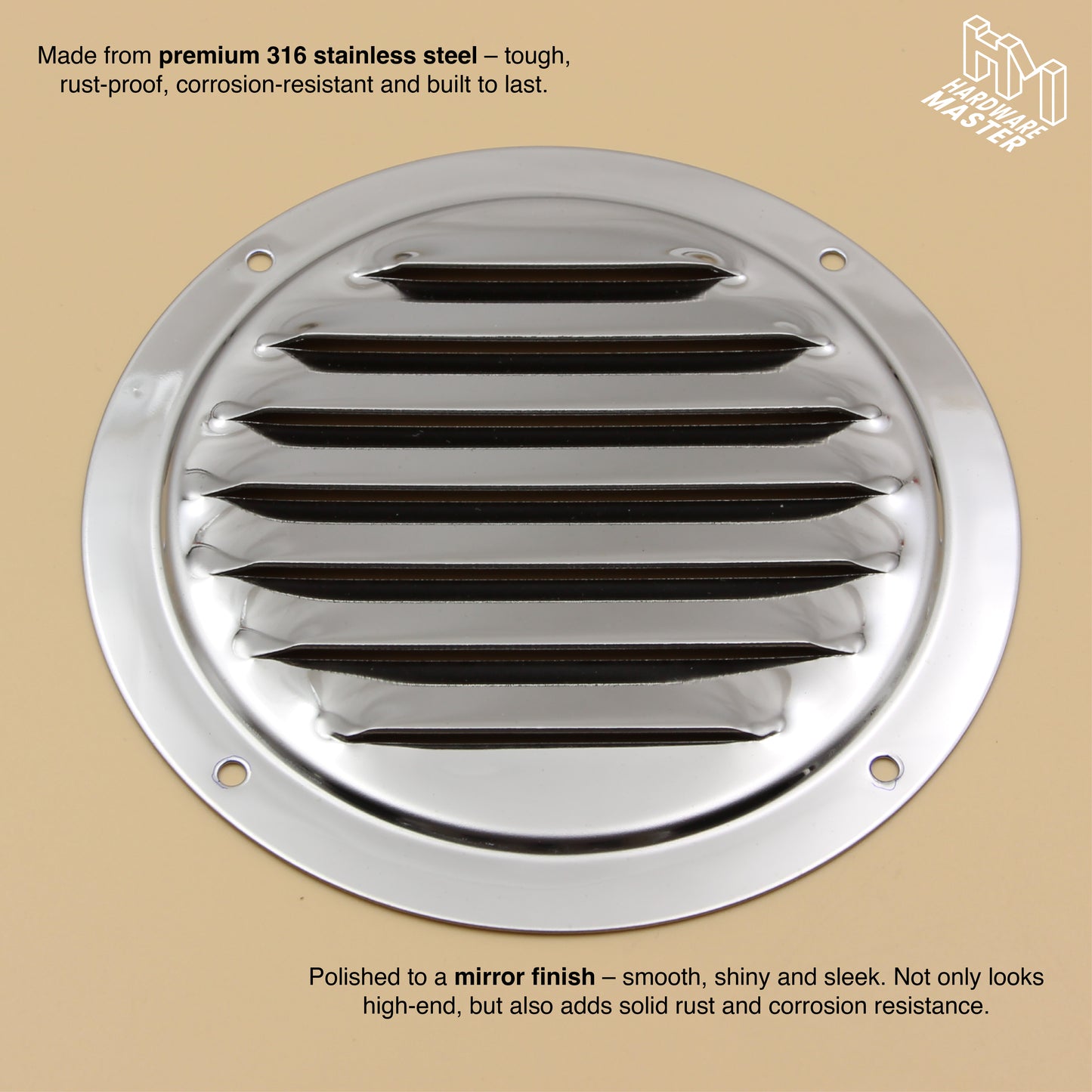 125mm Stainless Steel Round Vent – Marine Grade S316 | Boat, Caravan, 4x4, Ute