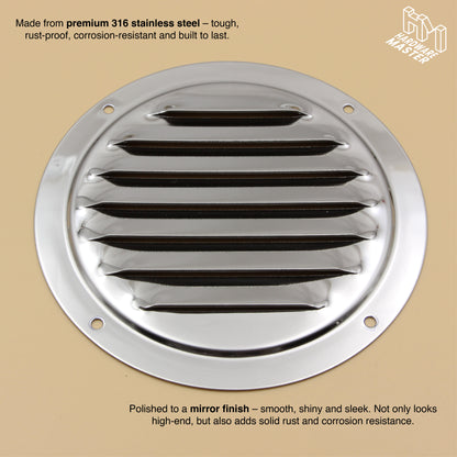 125mm Stainless Steel Round Vent – Marine Grade S316 | Boat, Caravan, 4x4, Ute