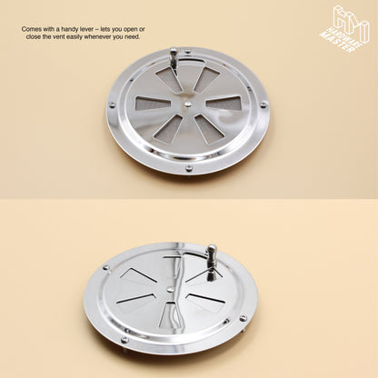 125mm Stainless Steel Closable Round Vent – Marine Grade S316 | Boat, RV, Caravan, 4x4