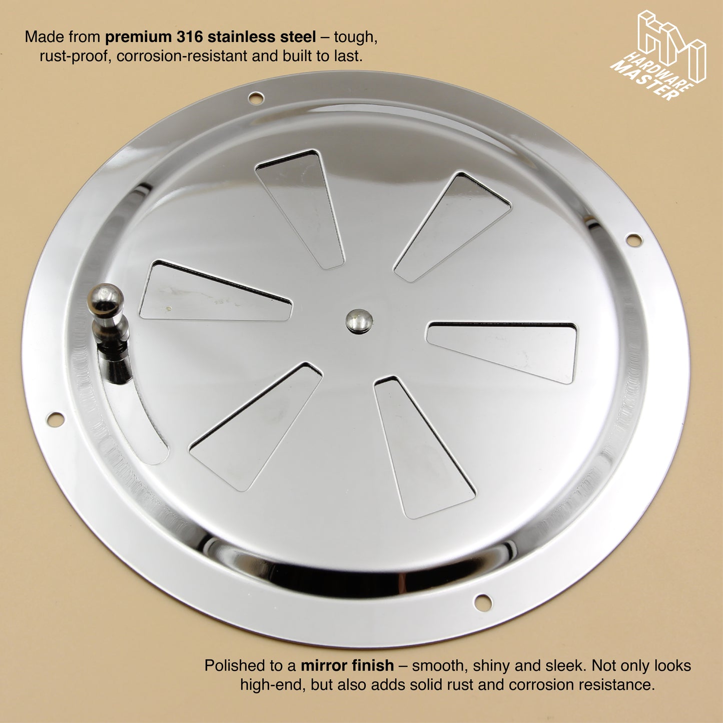 150mm Stainless Steel Closable Round Vent – Marine Grade S316 | Boat, RV, Caravan, 4x4