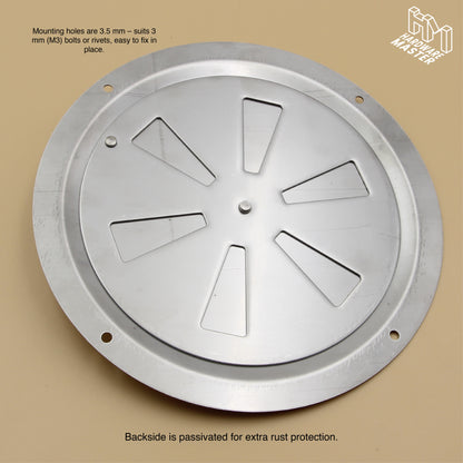 150mm Stainless Steel Closable Round Vent – Marine Grade S316 | Boat, RV, Caravan, 4x4