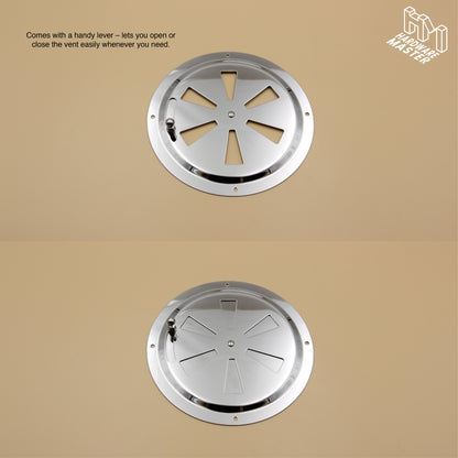 150mm Stainless Steel Closable Round Vent – Marine Grade S316 | Boat, RV, Caravan, 4x4