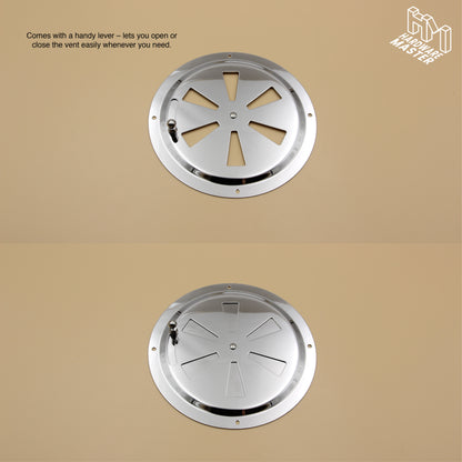 150mm Stainless Steel Closable Round Vent – Marine Grade S316 | Boat, RV, Caravan, 4x4
