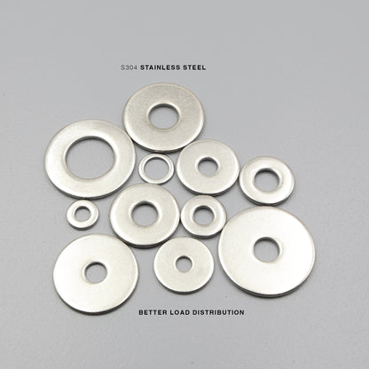 304 Stainless Steel Large Flat Washers Wide OD Fender Washer Heavy Duty M6 - M20