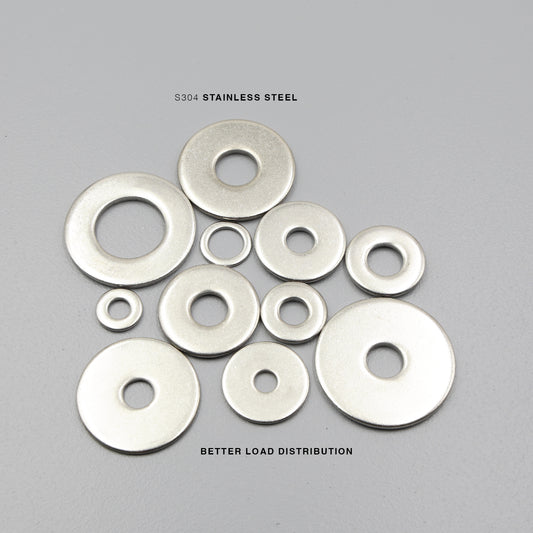 304 Stainless Steel Large Flat Washers Wide OD Fender Washer Heavy Duty M6 - M20