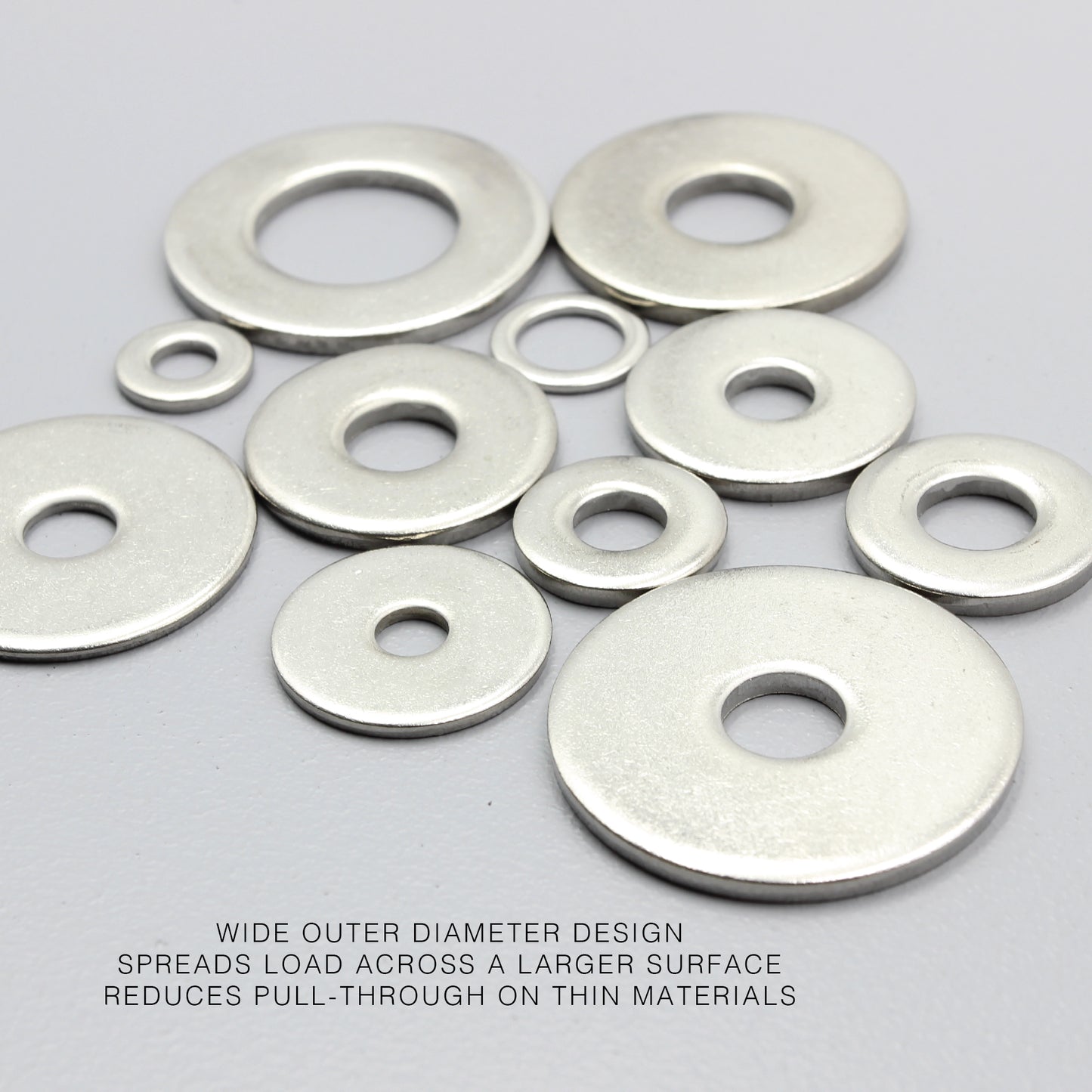 304 Stainless Steel Large Flat Washers Wide OD Fender Washer Heavy Duty M6 - M20