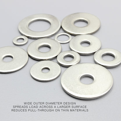 304 Stainless Steel Large Flat Washers Wide OD Fender Washer Heavy Duty M6 - M20